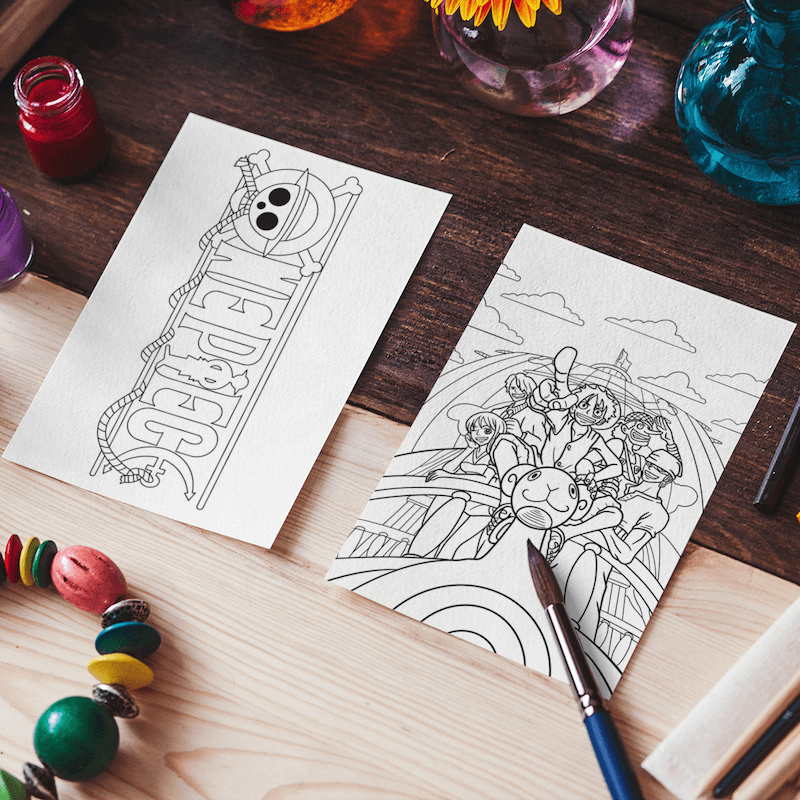 One Piece Set of 10 Coloring Sheets Image