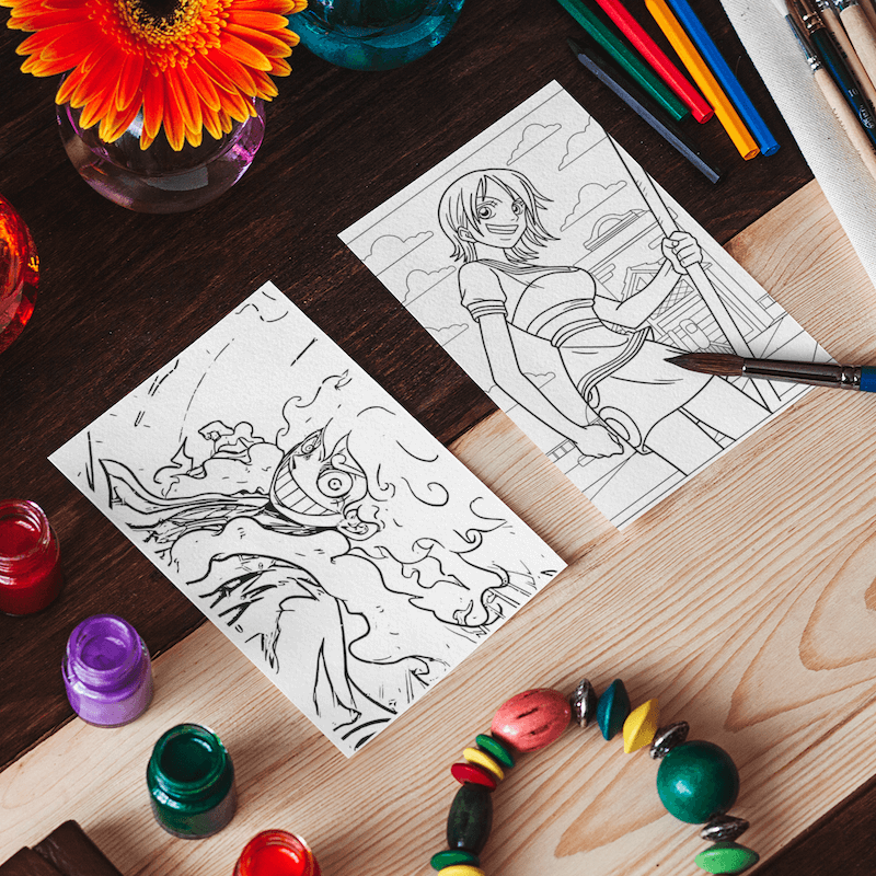 One Piece Set of 10 Coloring Sheets Image